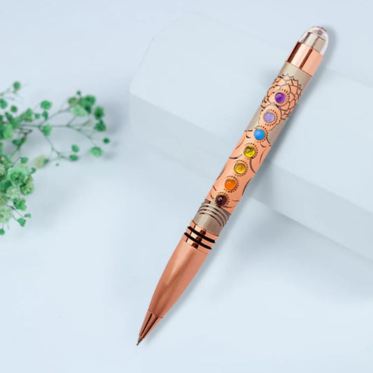 7 Chakra Crystal Pen With Pyrite On Top