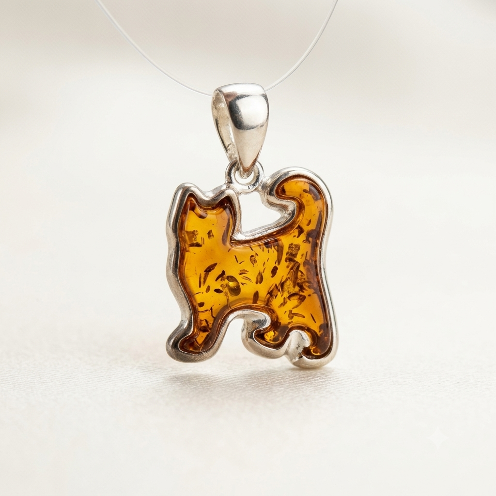 AMBER SILVER PENDANT
