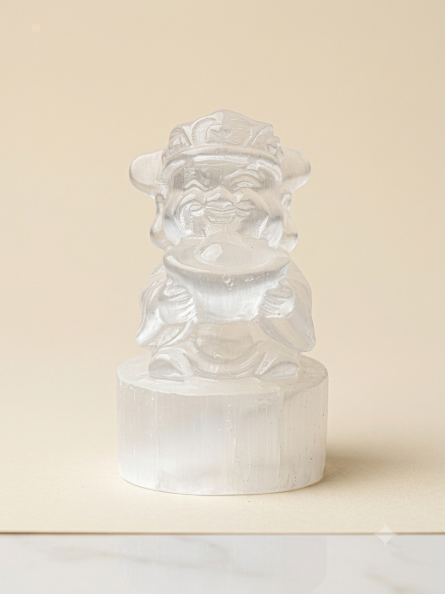 GOD OF WEALTH SELENITE CRYSTAL