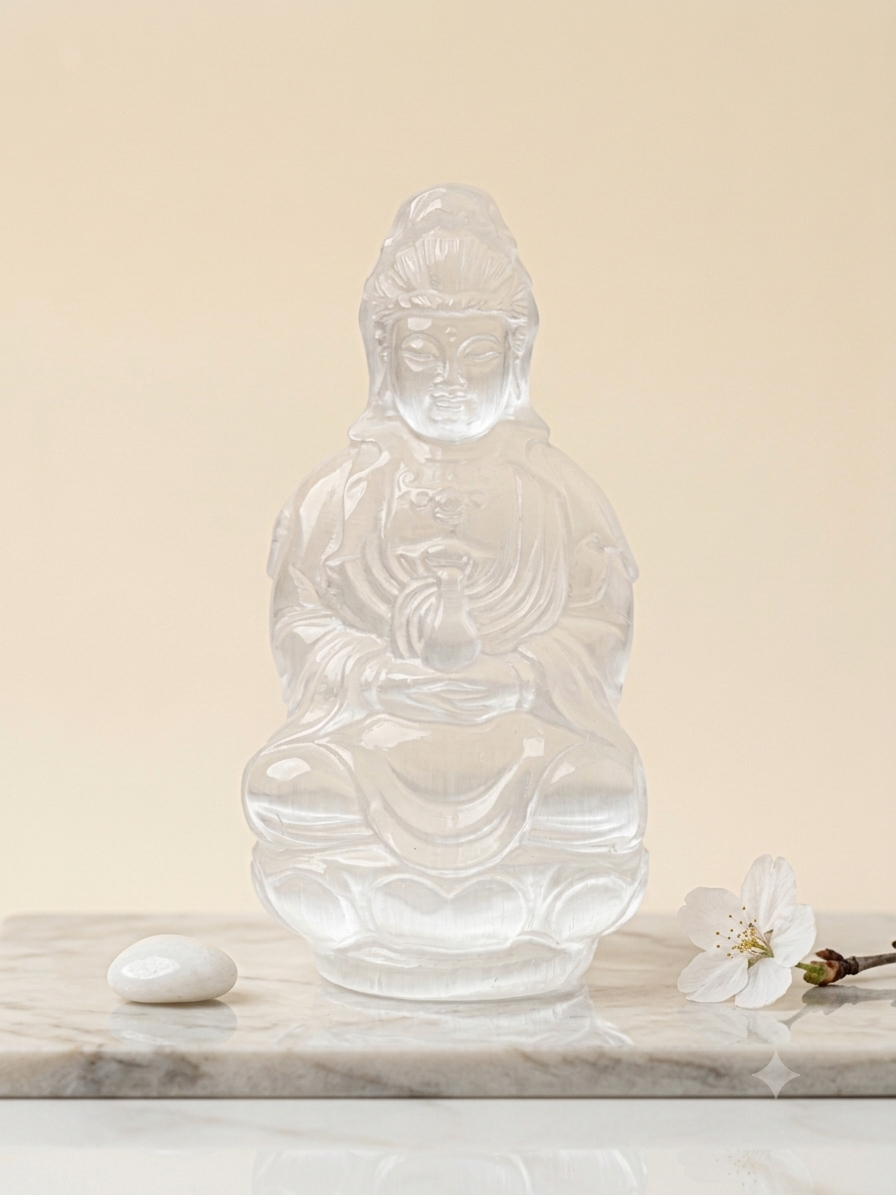 KWAN YIN GOD SELENITE CRYSTAL