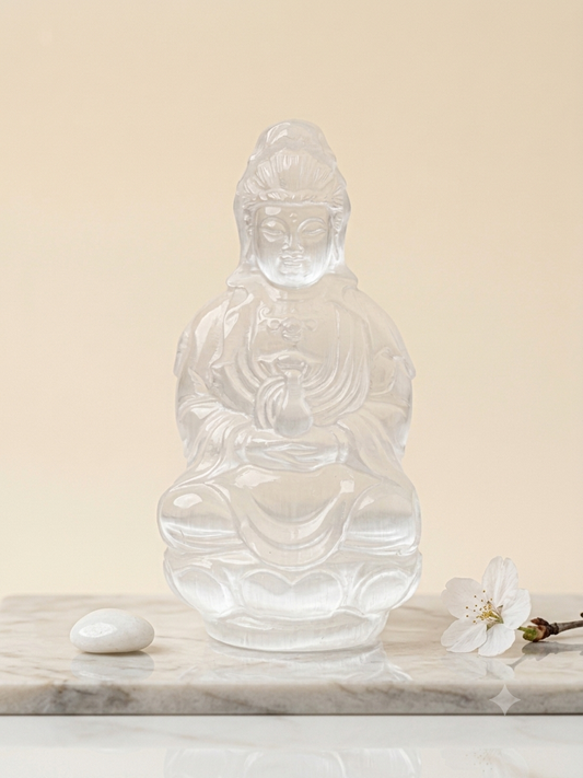 KWAN YIN GOD SELENITE CRYSTAL